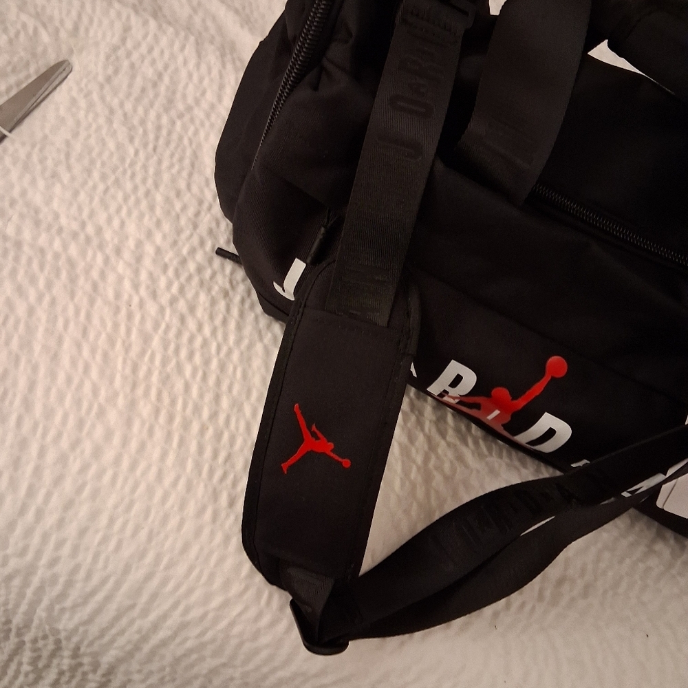 Jordan Black Duffel Bag with Red Logo - Picture 5 of 7
